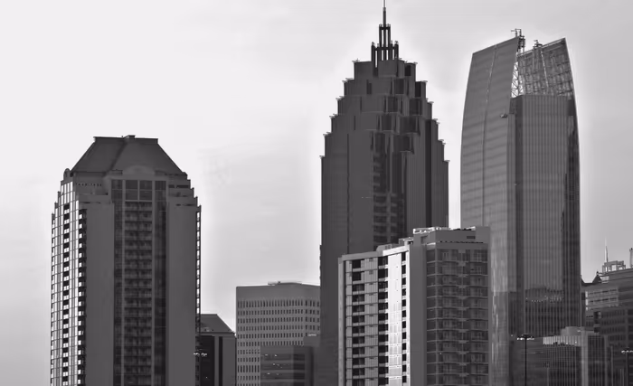 The Midtown Atlanta skyline at sunrise.